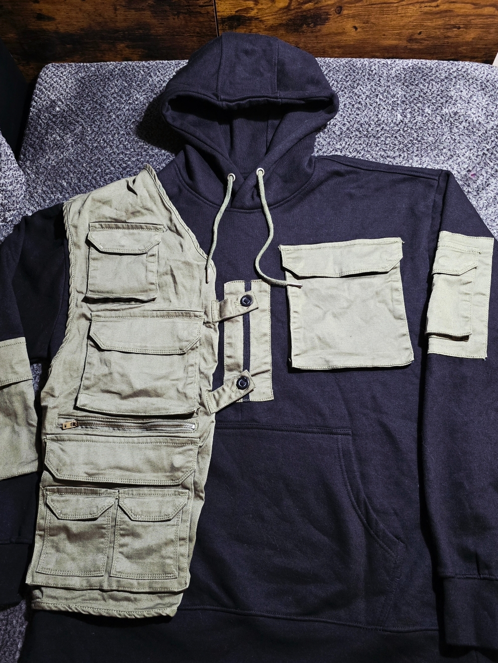 BXCLIVE Copper Rivet Tactical Hoodie Combo Men’s 2XL Black Utility Streetwear - Picture 5 of 9